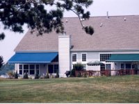 blue retractable awning